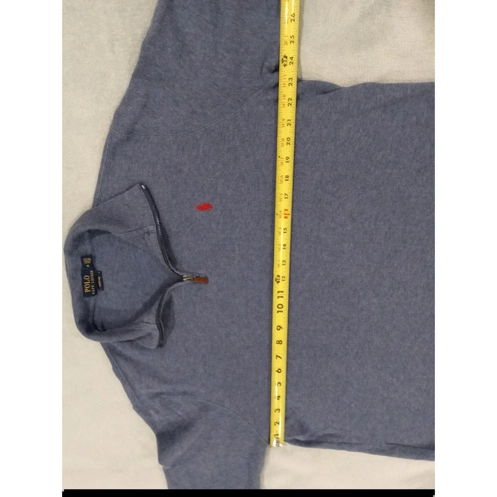 Mens Polo Ralph Lauren Estate Rib 1/4 Zip Sweater Pullover Blue Medium
